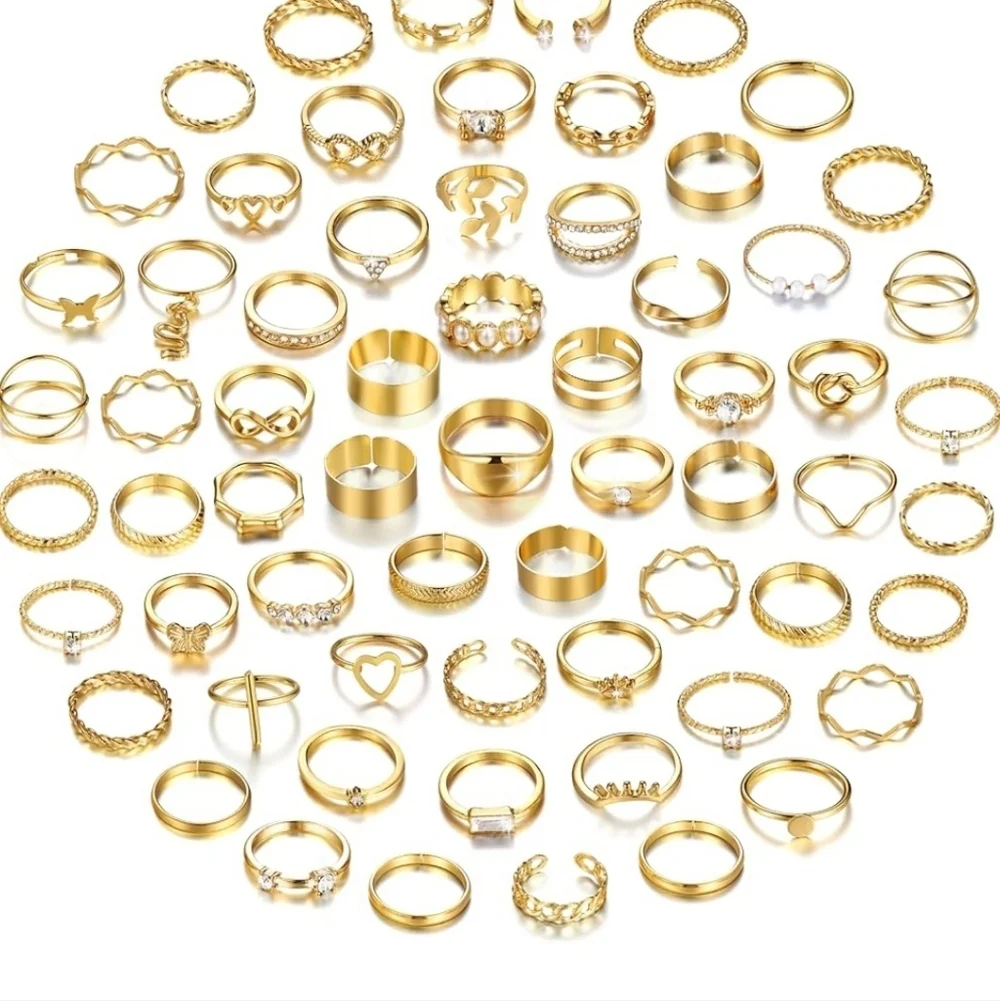 Gold Women's Ring Set - Elegant Stackable Fashion Rings